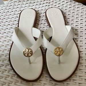 Tory Burch Benton white leather sandals